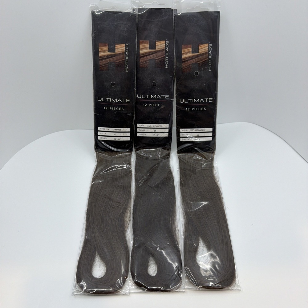 HOTHEADS 3 Pack Ultimates Tape In Extensions 14-16" Dark Brown 4A NEW Remy Hair